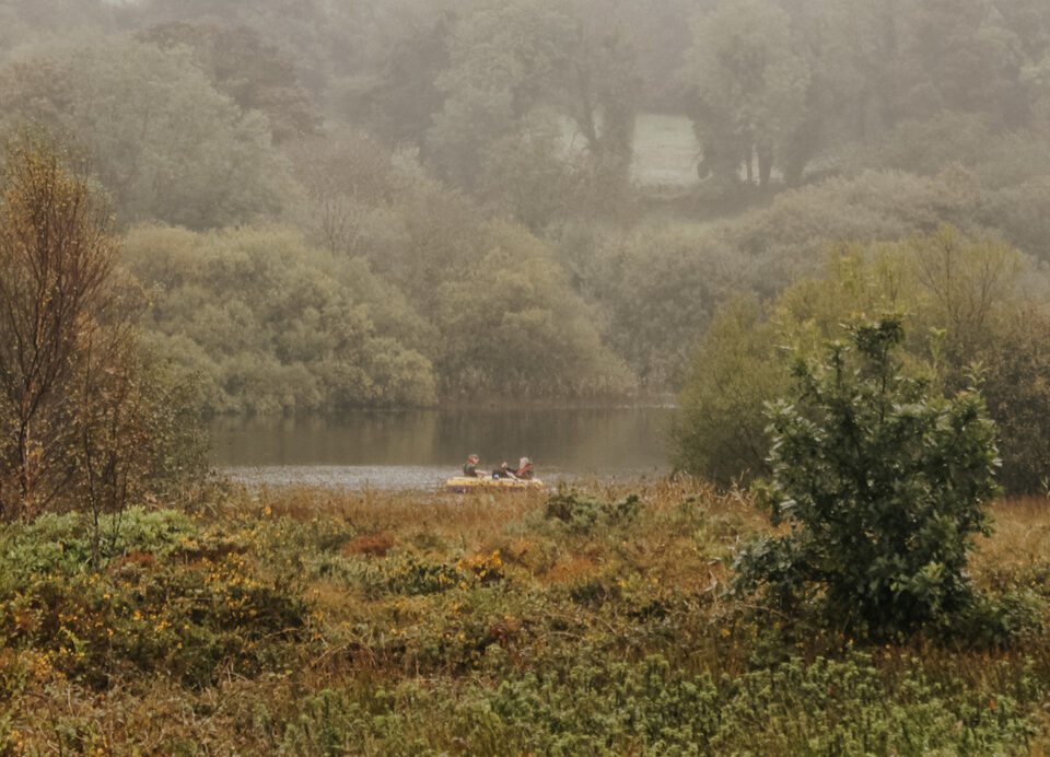 Coring at Three Lakes from a boat